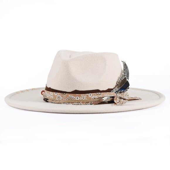 Boho Felt Fedora Hat Handmade Wide Brim Elegant Dress Up Adjustable Straps main image 6
